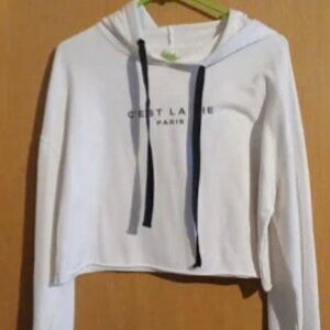 white c'est la vie paris hoodie